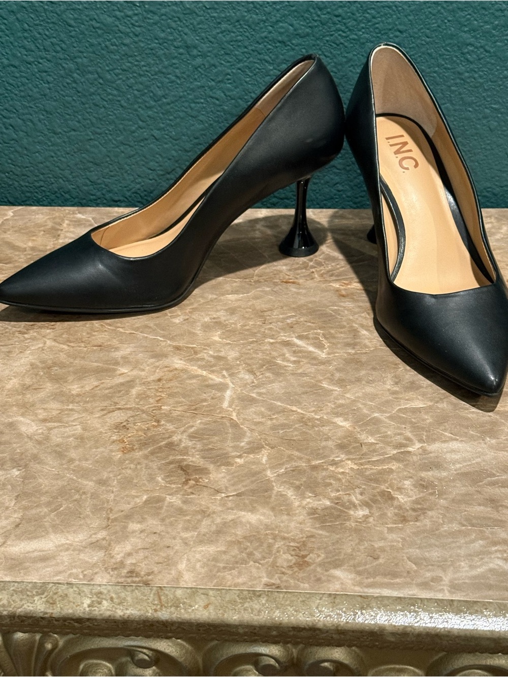 INC International Concepts Black Pointed Leather Pumps — Sleek Women's Heels